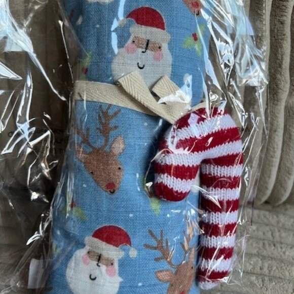 Mudpie Reindeer & Santa Swaddle Blanket and Rattle, NIP - Picture 1 of 1